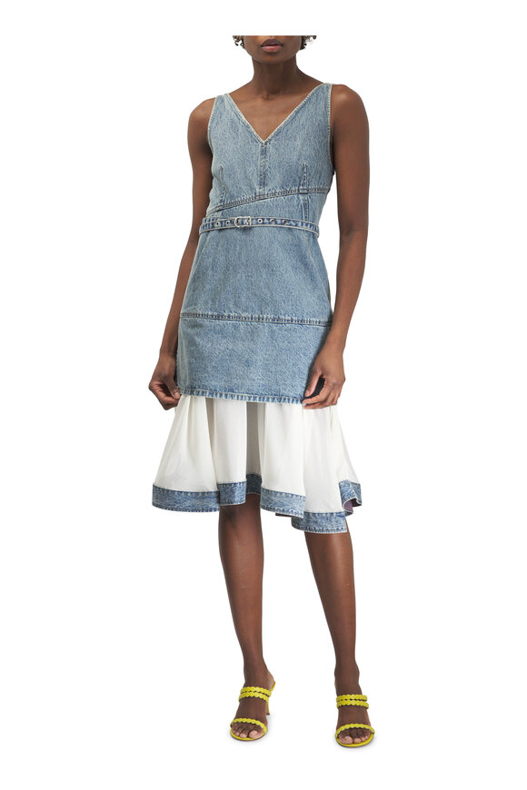 3.1 Phillip Lim - Washed Indigo Chiffon Hem Belted Dress