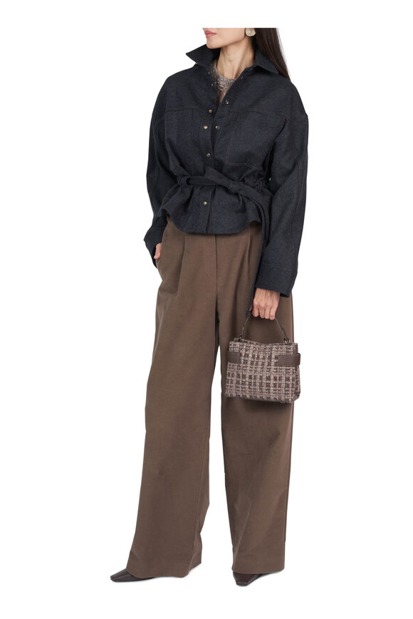 Brunello Cucinelli Small Monili Check Embroidery Top Handle Tote - view 7