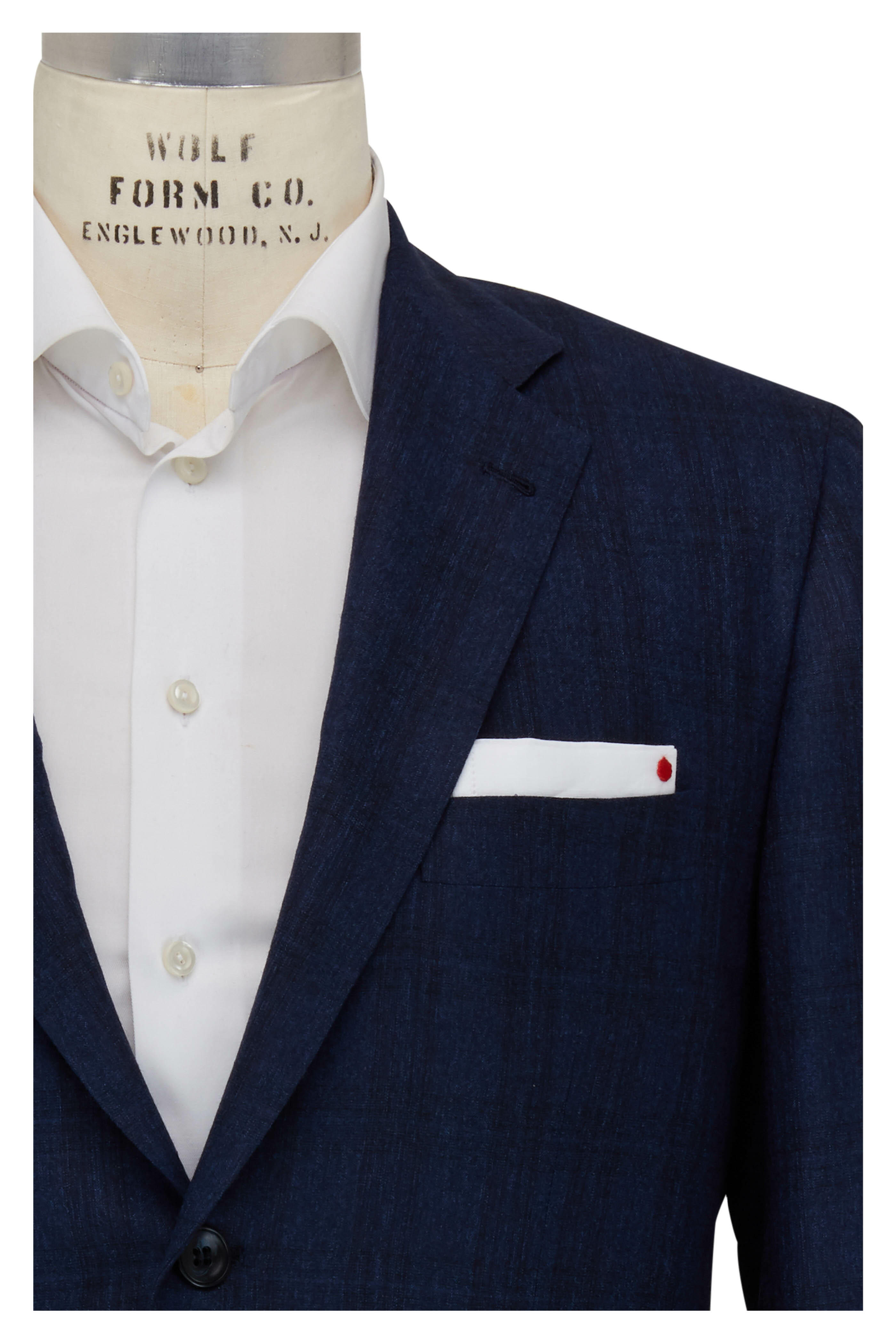 Kiton - Navy Tonal Plaid Wool Suit