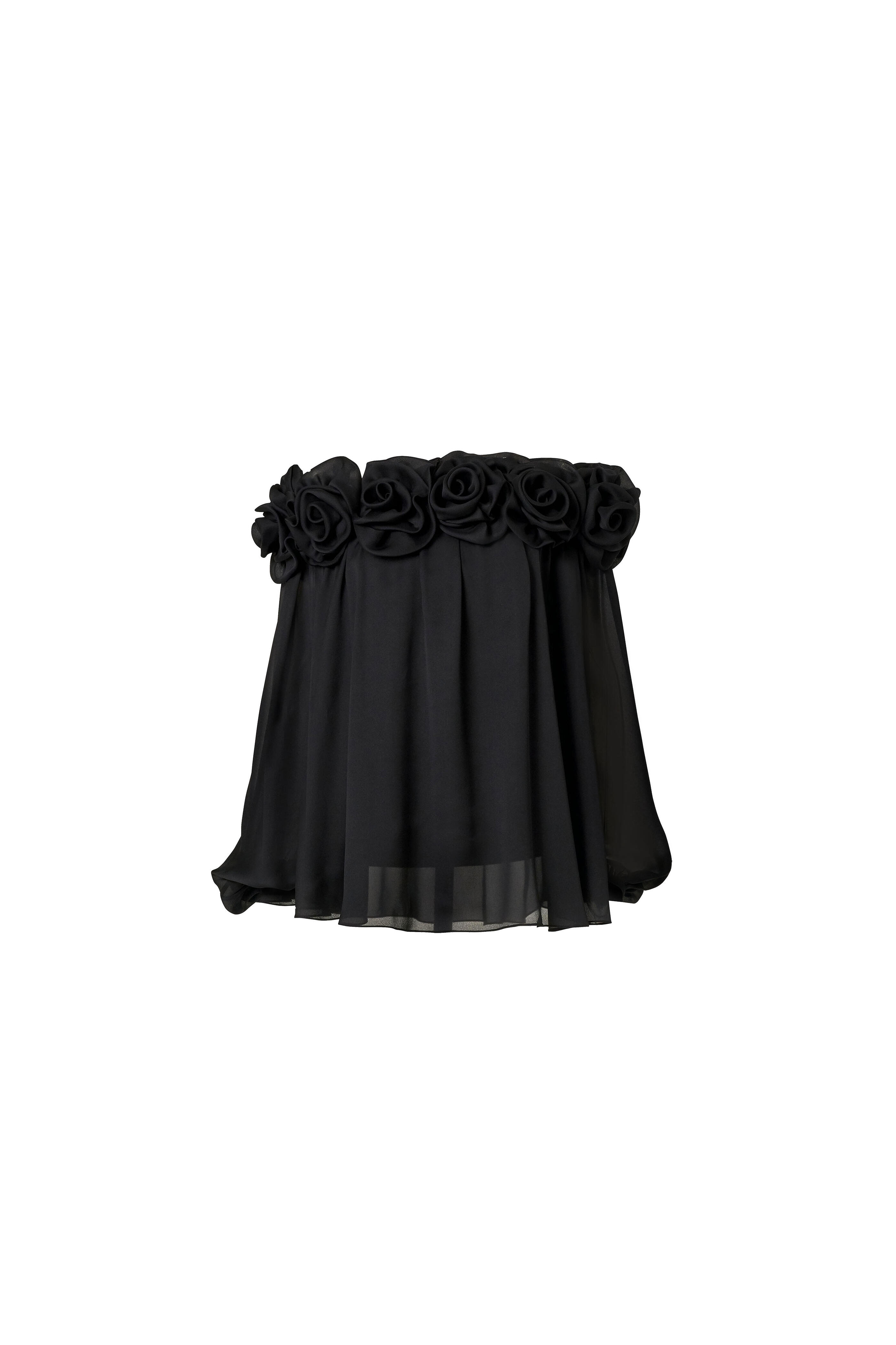 Carolina Herrera - Black Flower Silk Off-The-Shoulder Top - view 6