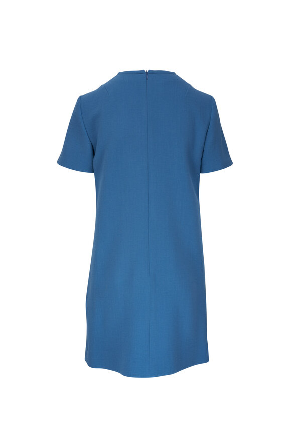 Etro - Steel Blue Bow Embellished Mini Shift Dress 