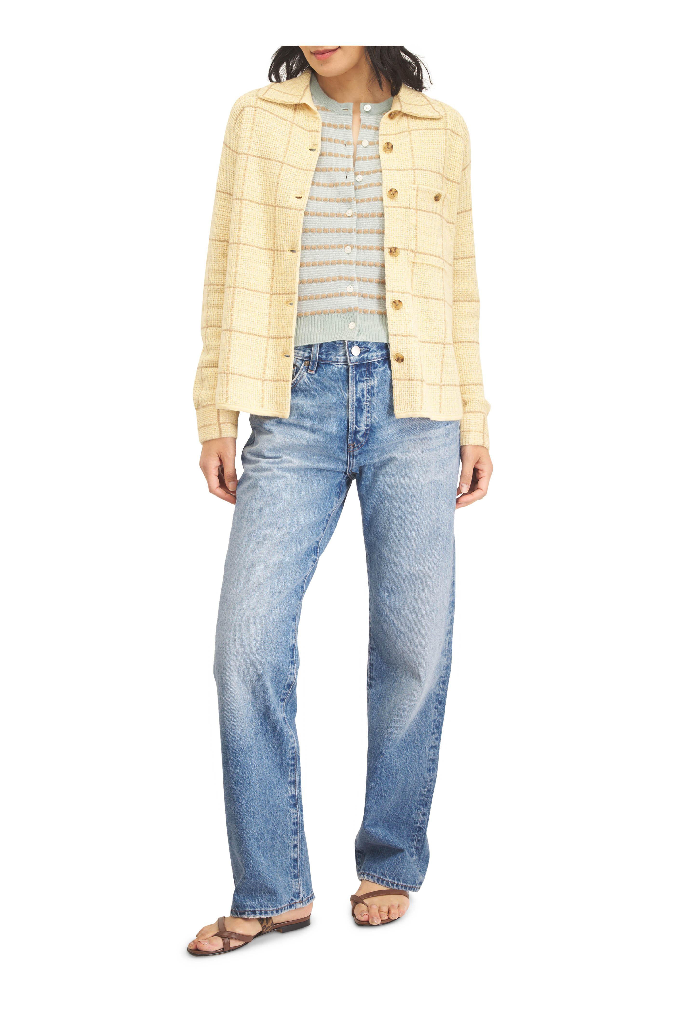 Guest in Residence - Dylan Butter Plaid Cashmere & Wool Shirt