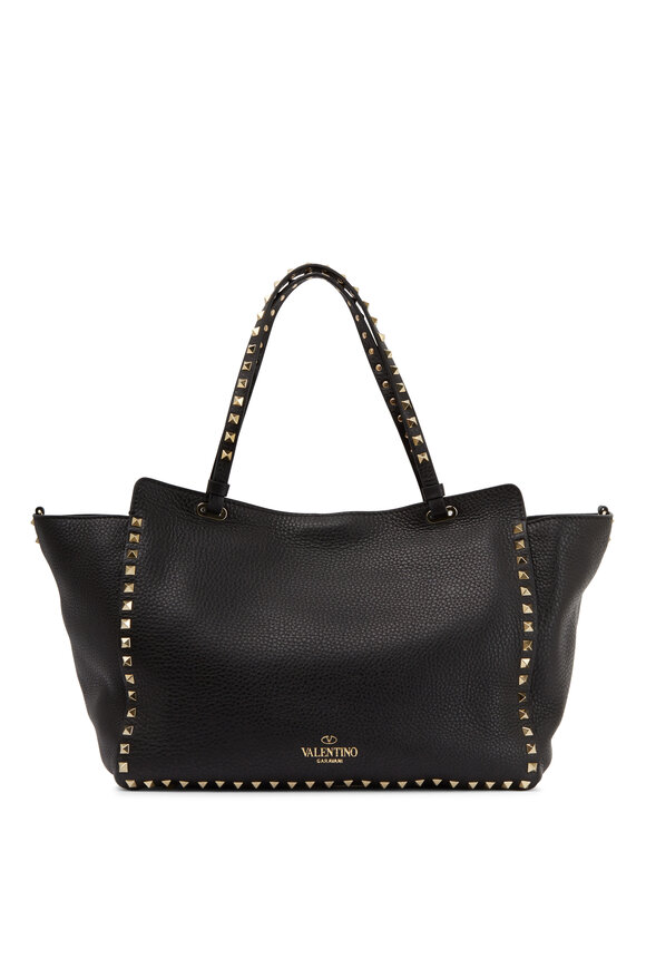 Valentino Garavani - Rockstud Black Leather Medium Tote