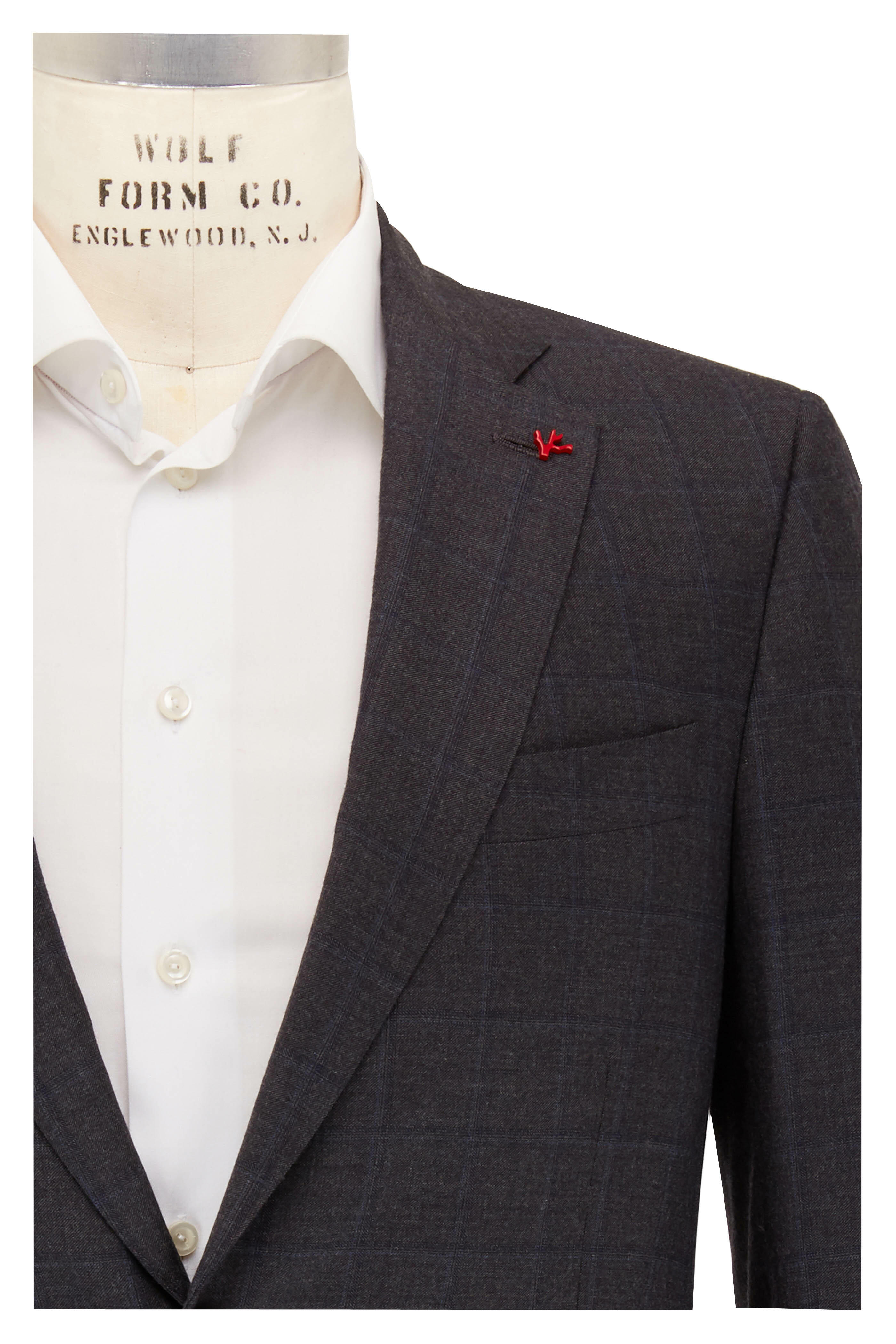 Isaia - Gray Tonal Windowpane & Suit Cashmere Wool