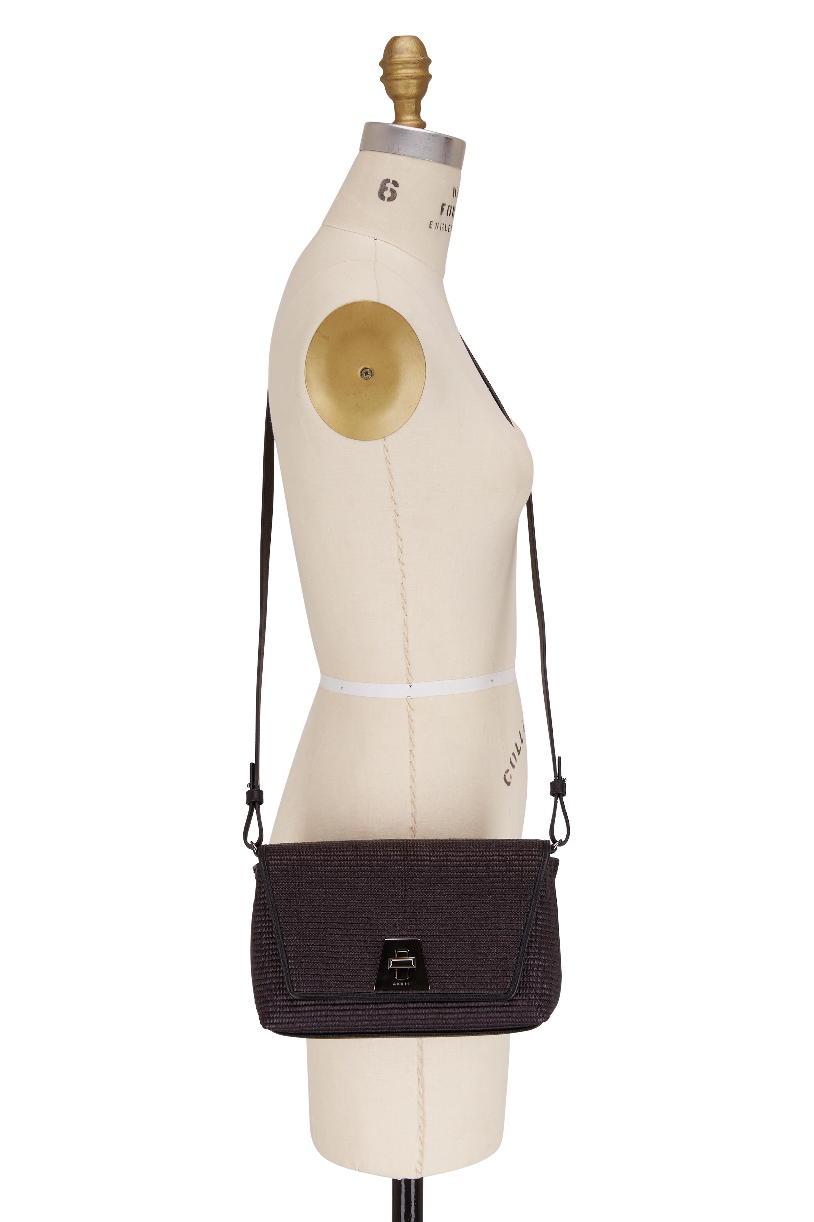 Akris - Small Anouk Black Woven Raffia Crossbody Bag