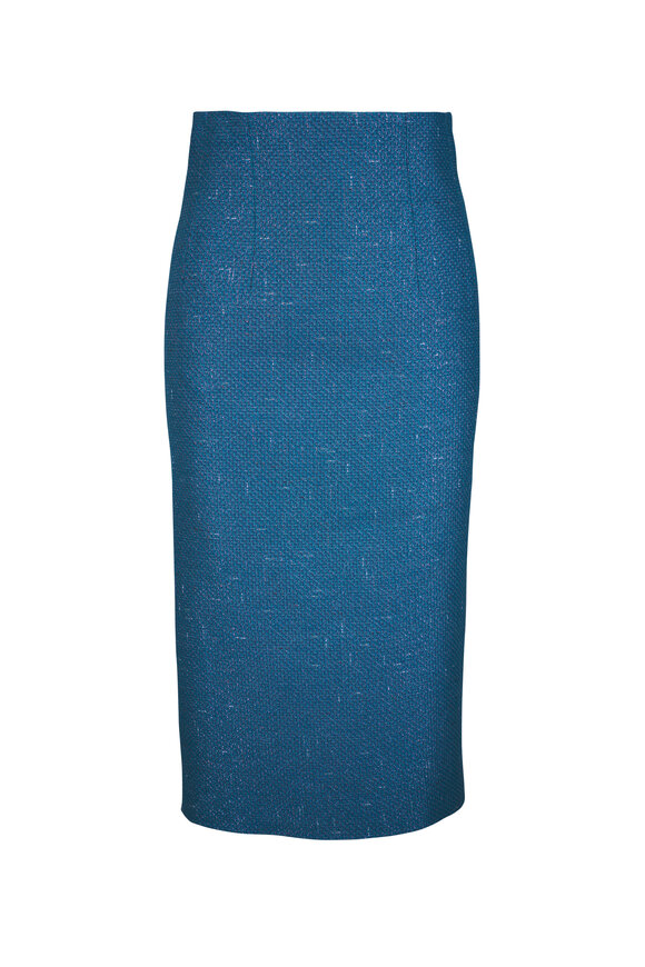 Kiton Turquoise Embellished Midi Skirt