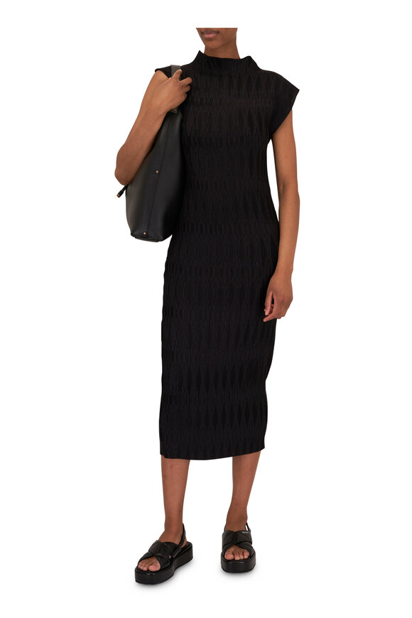 Veronica Beard - Gramercy Black Pleated Satin Dress