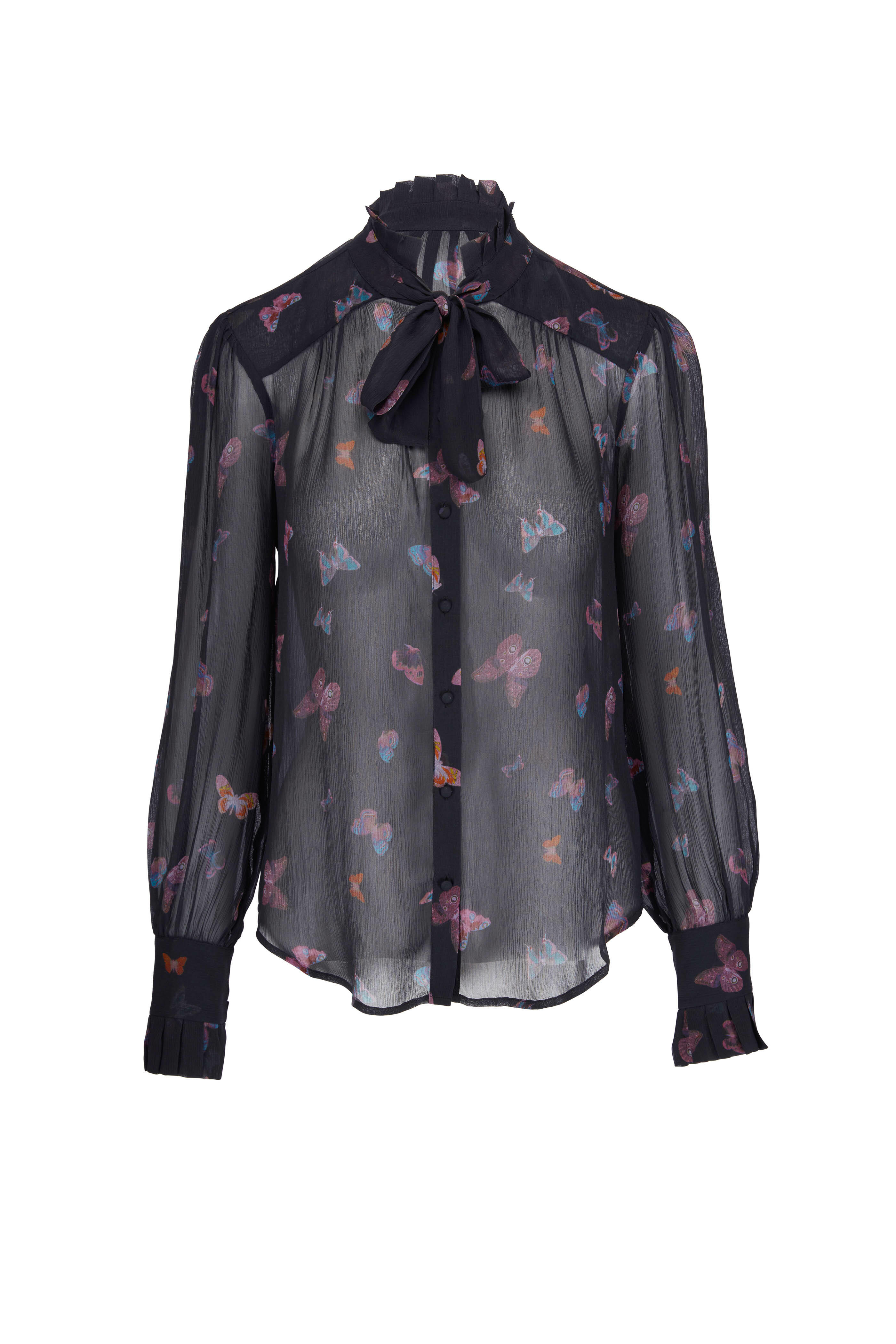 Paige - Leonetta Black Silk Butterfly Blouse