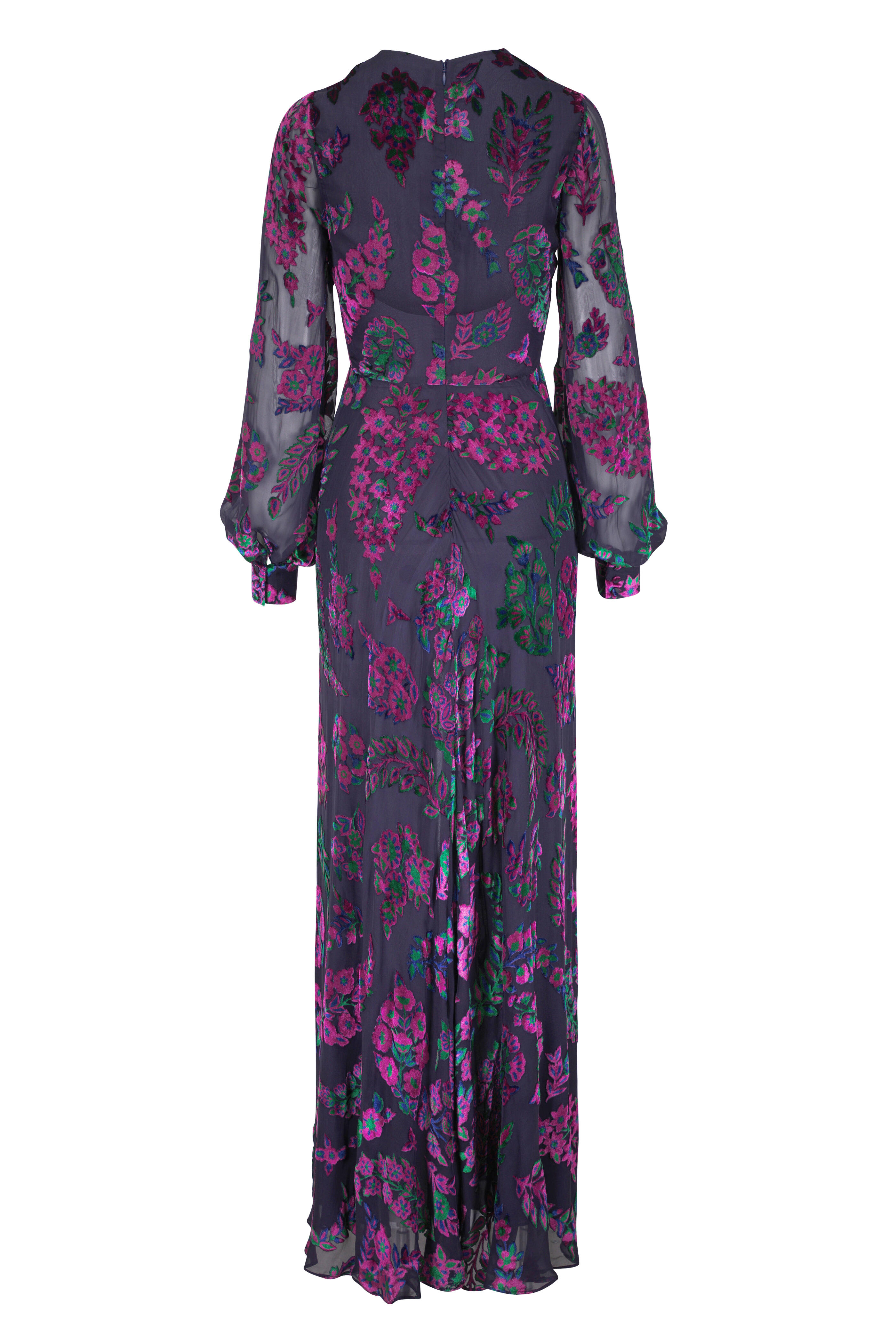 Etro - Navy Multicolor Devore Velvet Gown