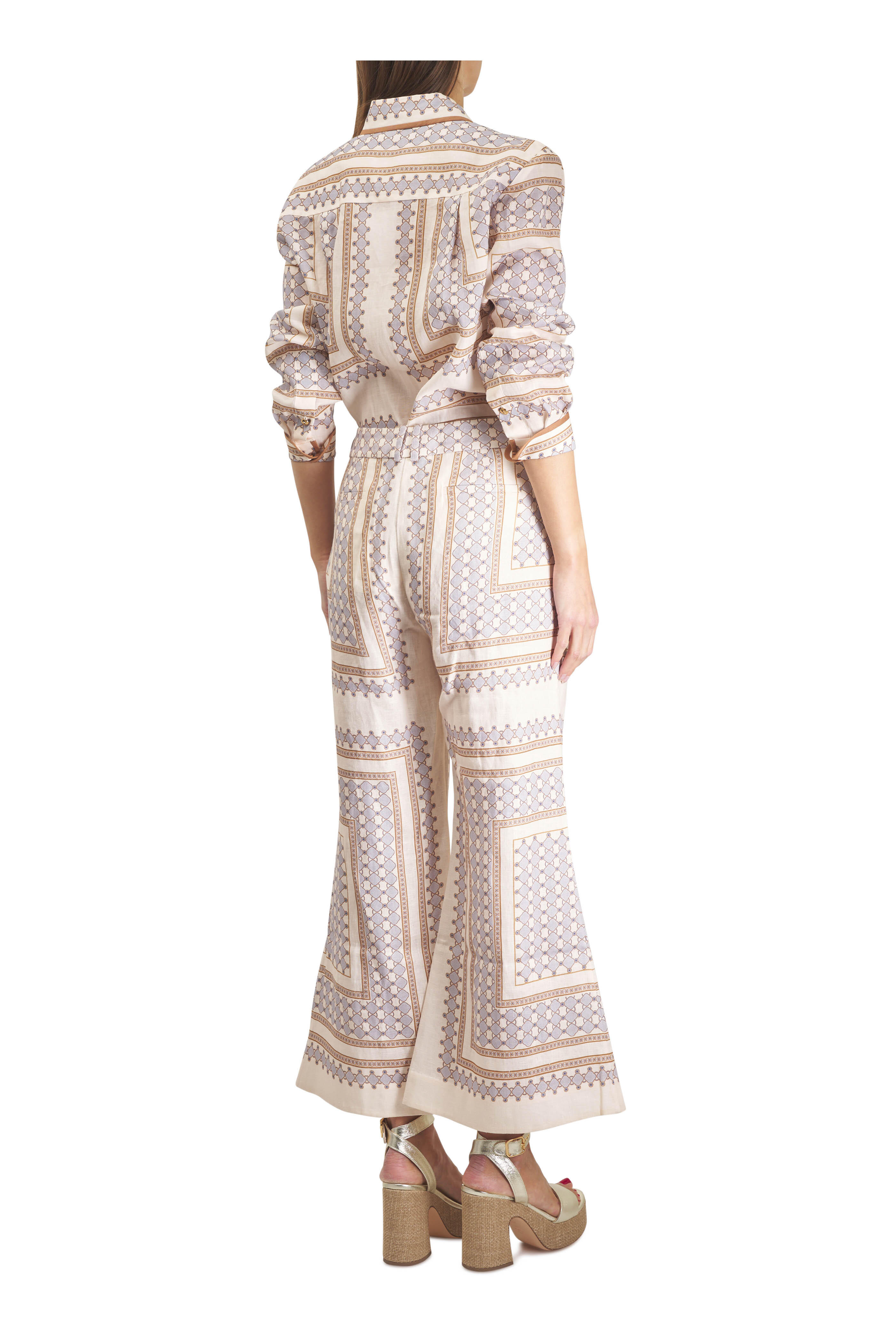 Zimmermann - Cream & Blue Geometric Print Button Up Shirt