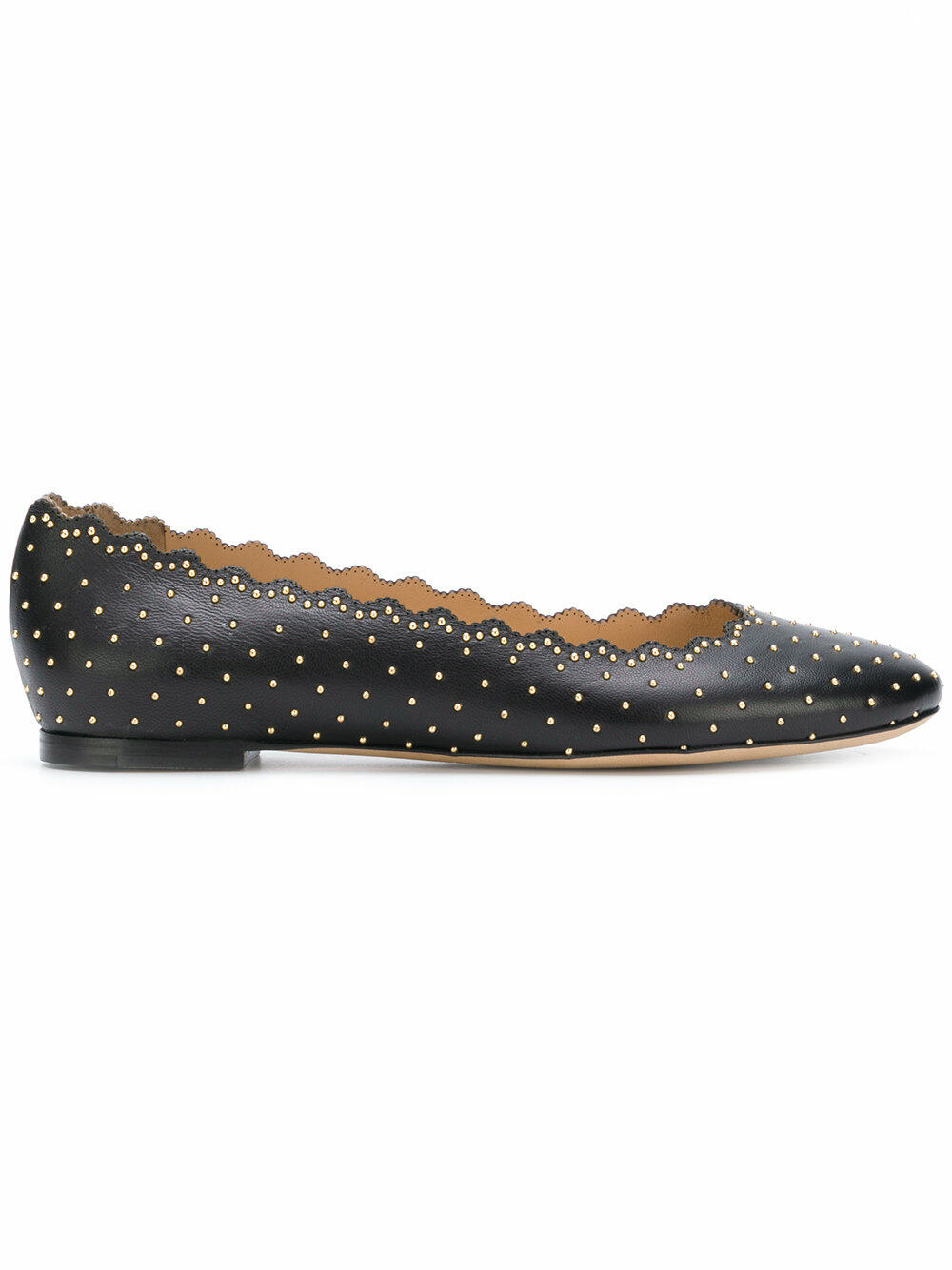 Chloé - Lauren Black Silver Studded Leather Ballet Flat