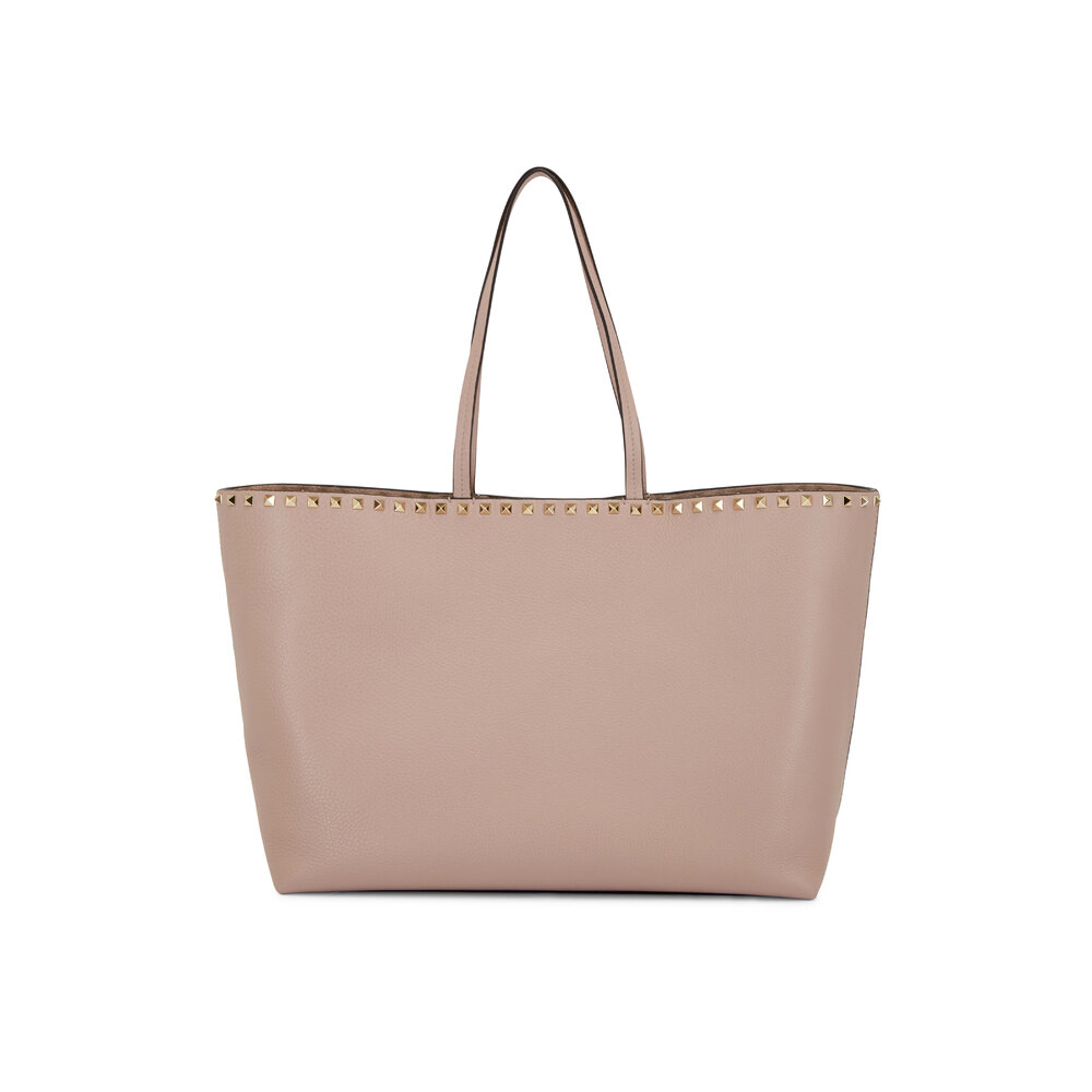 Valentino Garavani - Poudre Rockstud Leather Tote Valentino Garavani - Poudre Rockstud Leather Tote