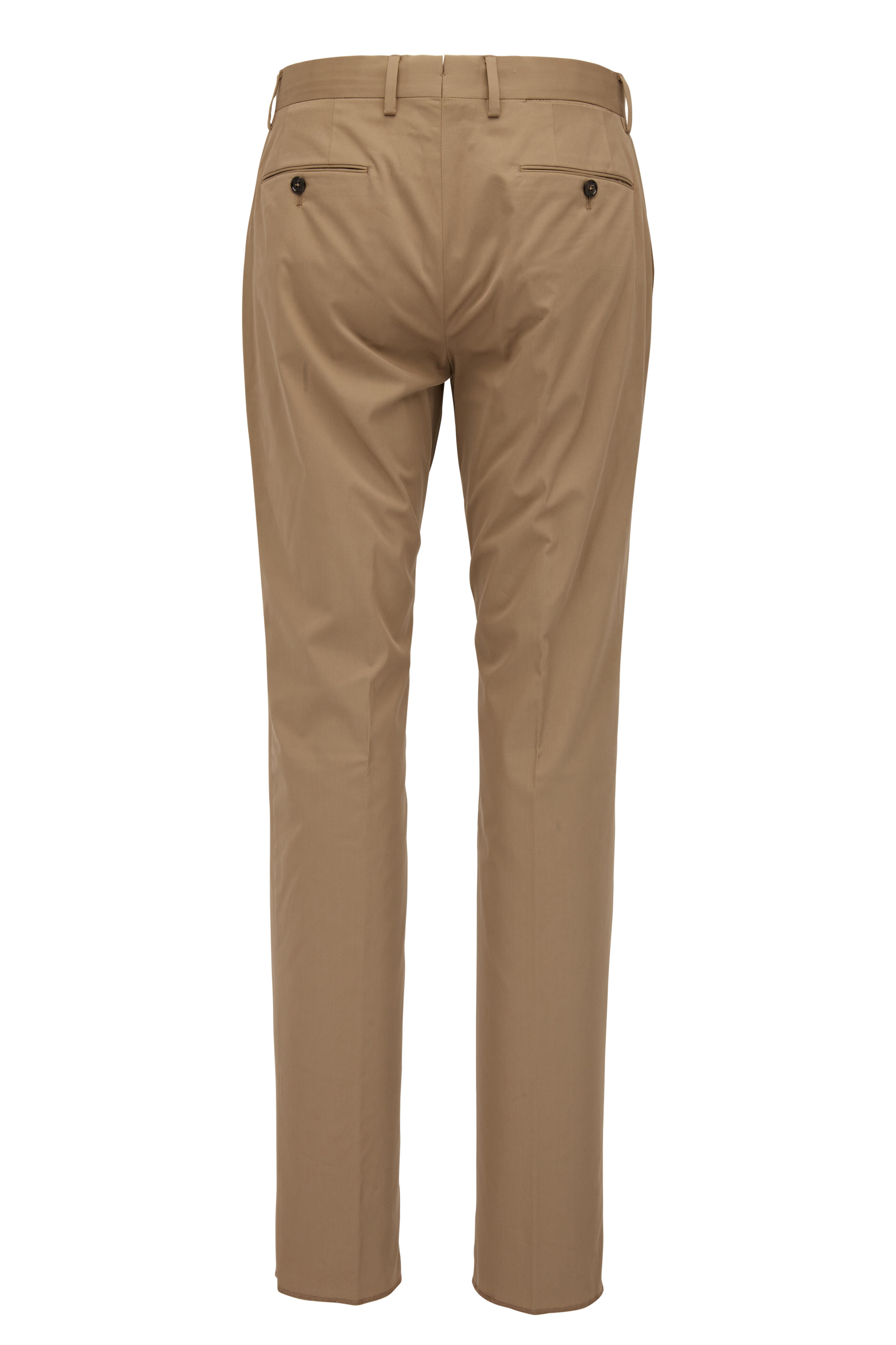 Zegna - Khaki Flat Front Comfort Cotton Pant