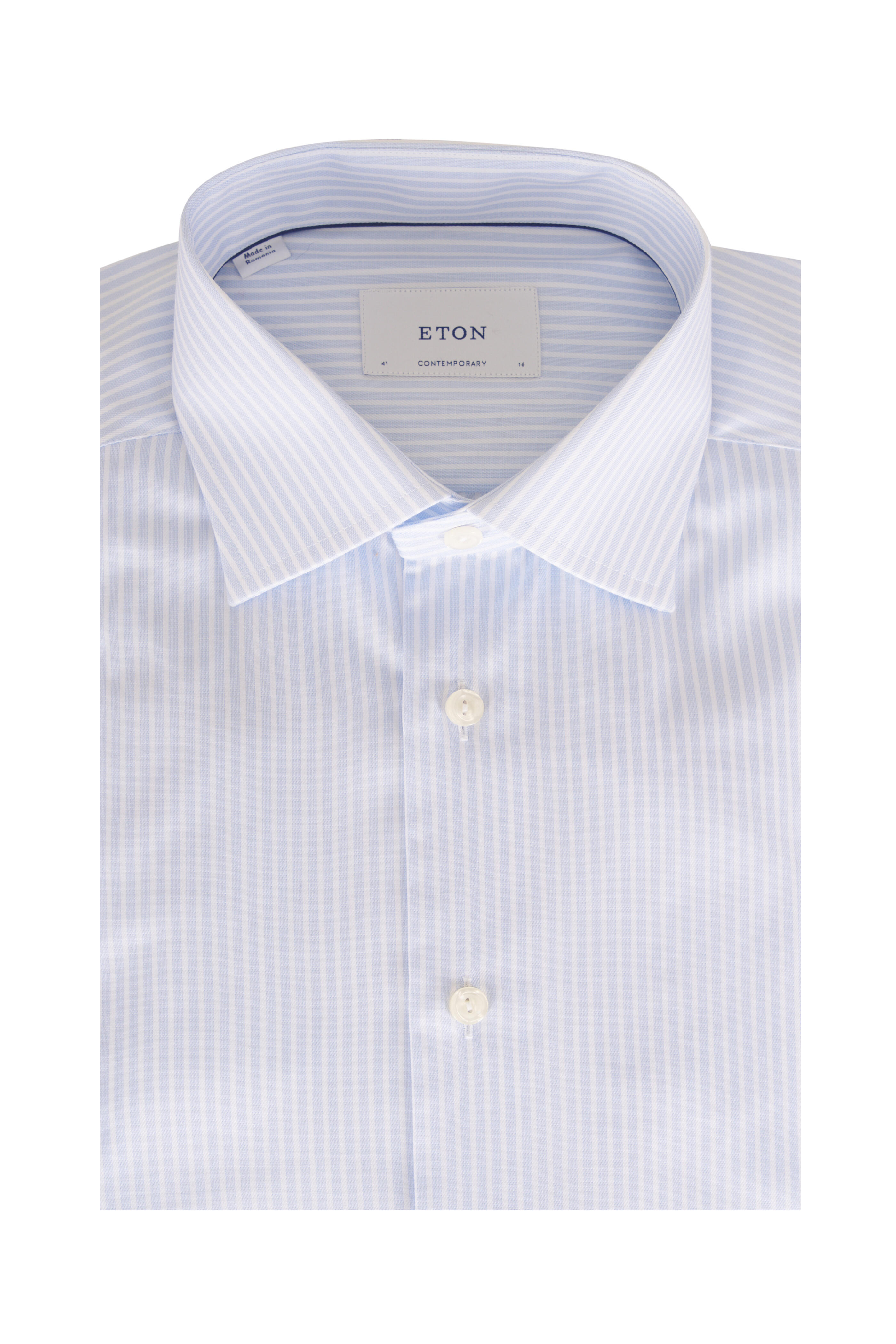 Eton - Blue & White Stripe Cotton Dress Shirt - view 1