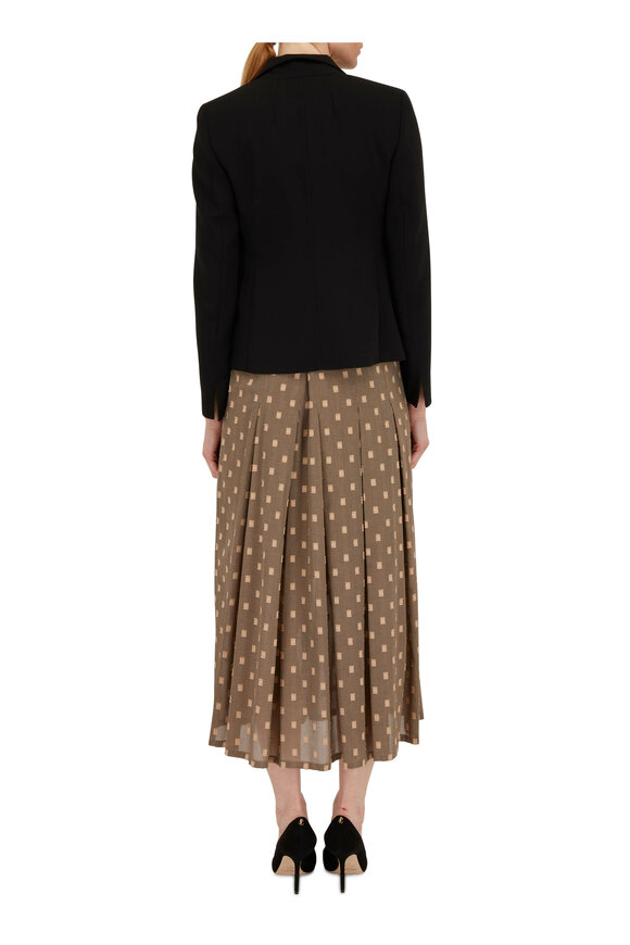Akris - Tan Printed Pleated Maxi Skirt 