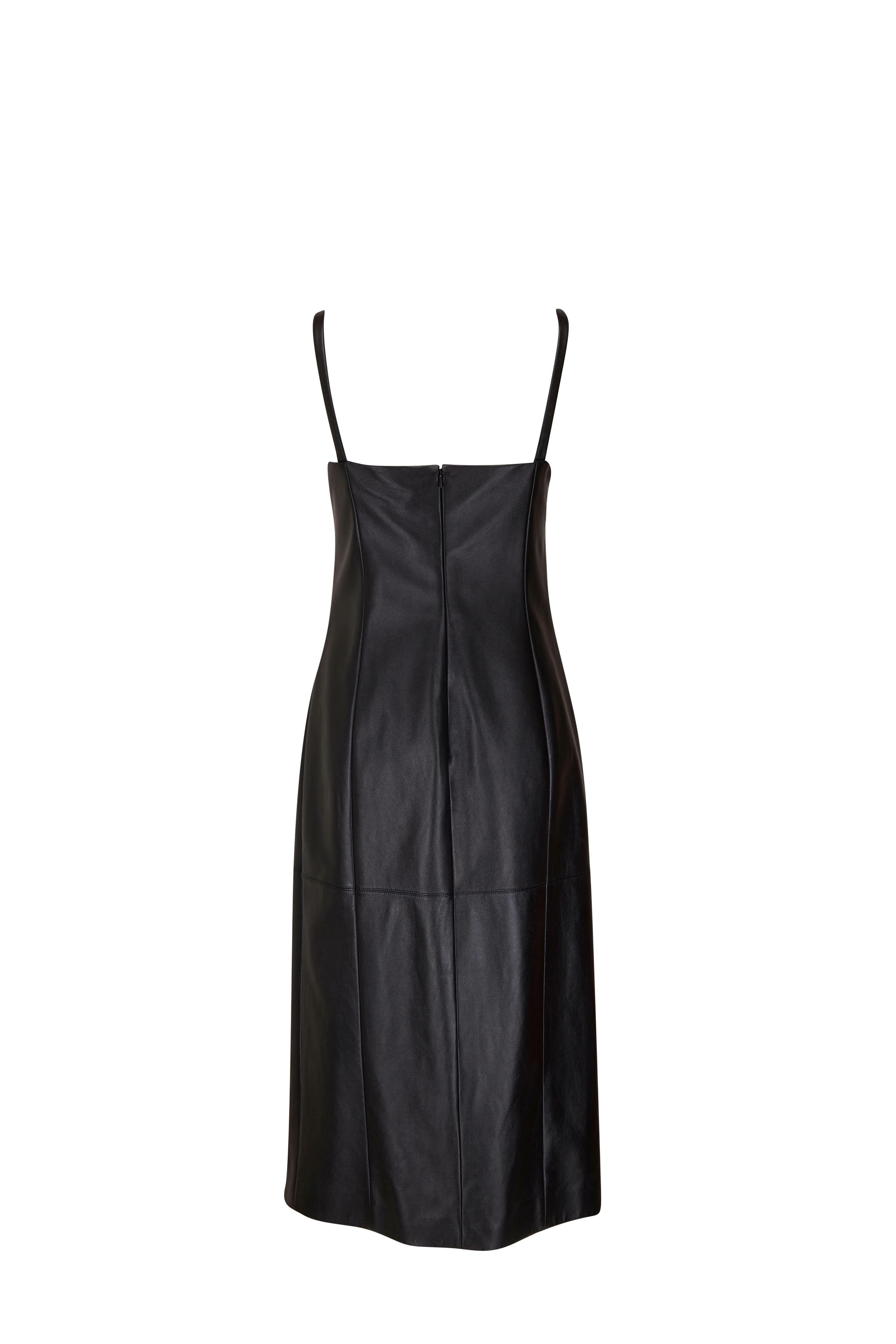 Michael Kors Collection - Black Leather Sweetheart Sheath Dress