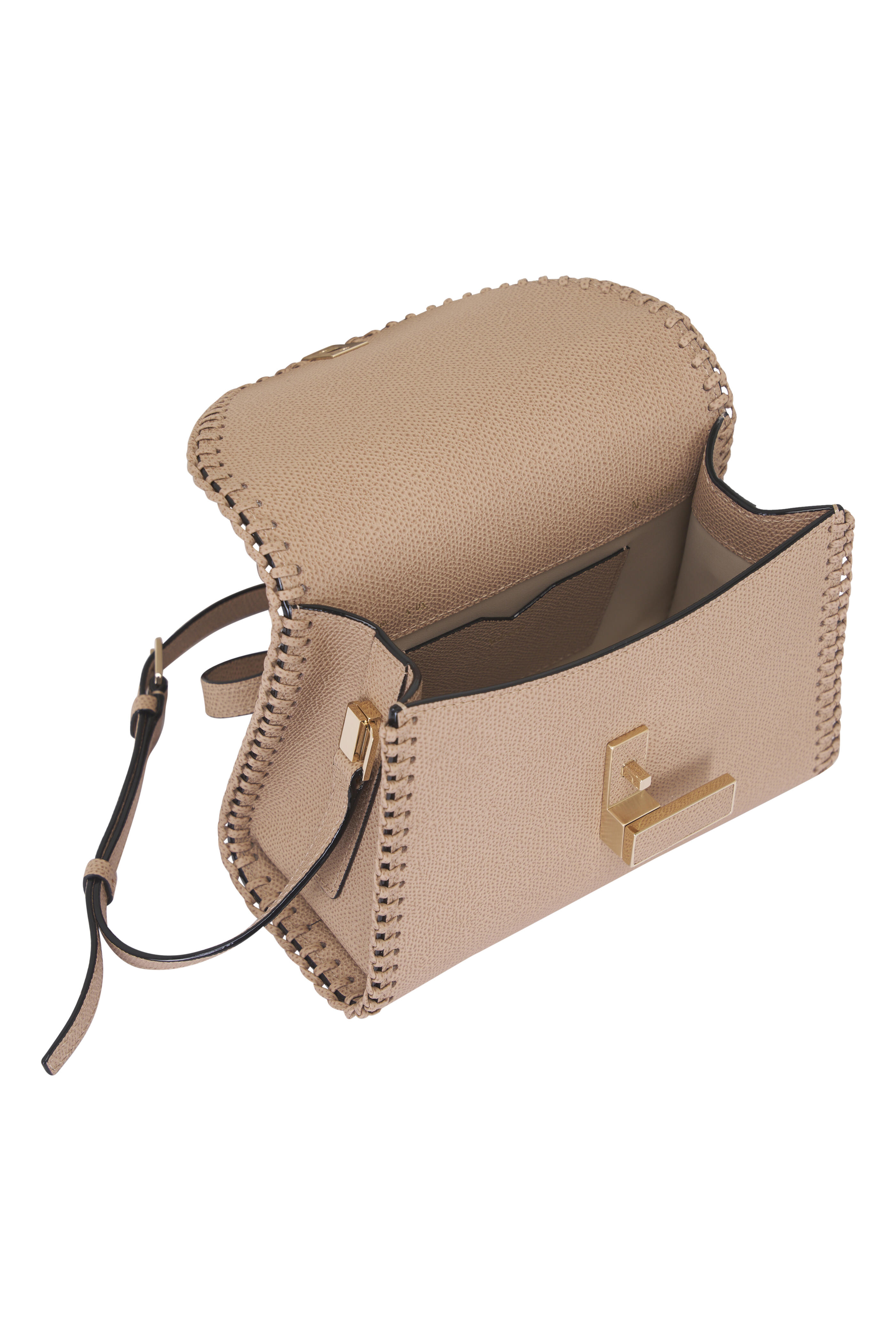 Valextra - Micro Iside Cashmere Beige Whipstitch Crossbody