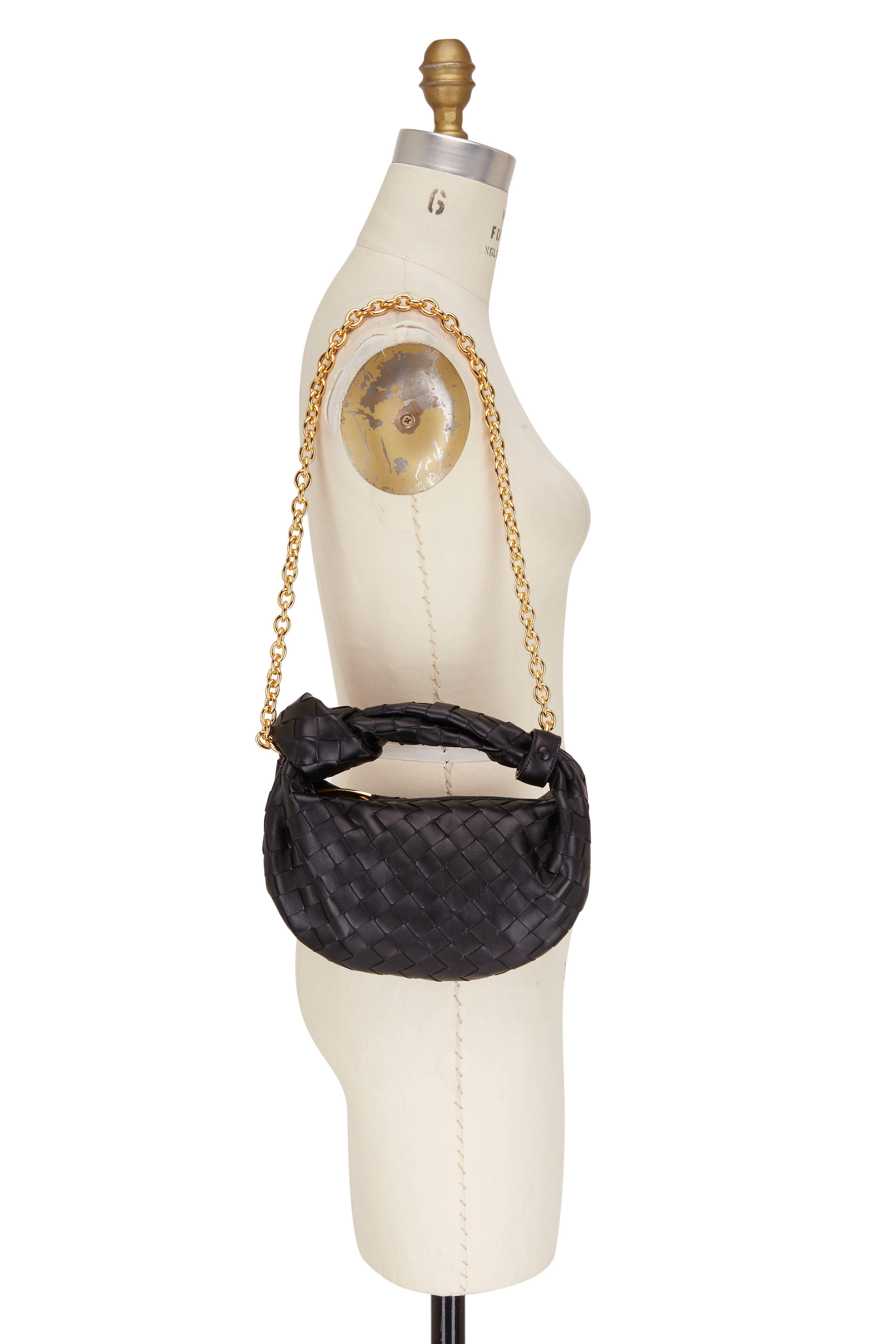 Bottega Veneta Women's Mini Jodie Black Woven Leather Hobo Bag | by Mitchell Stores