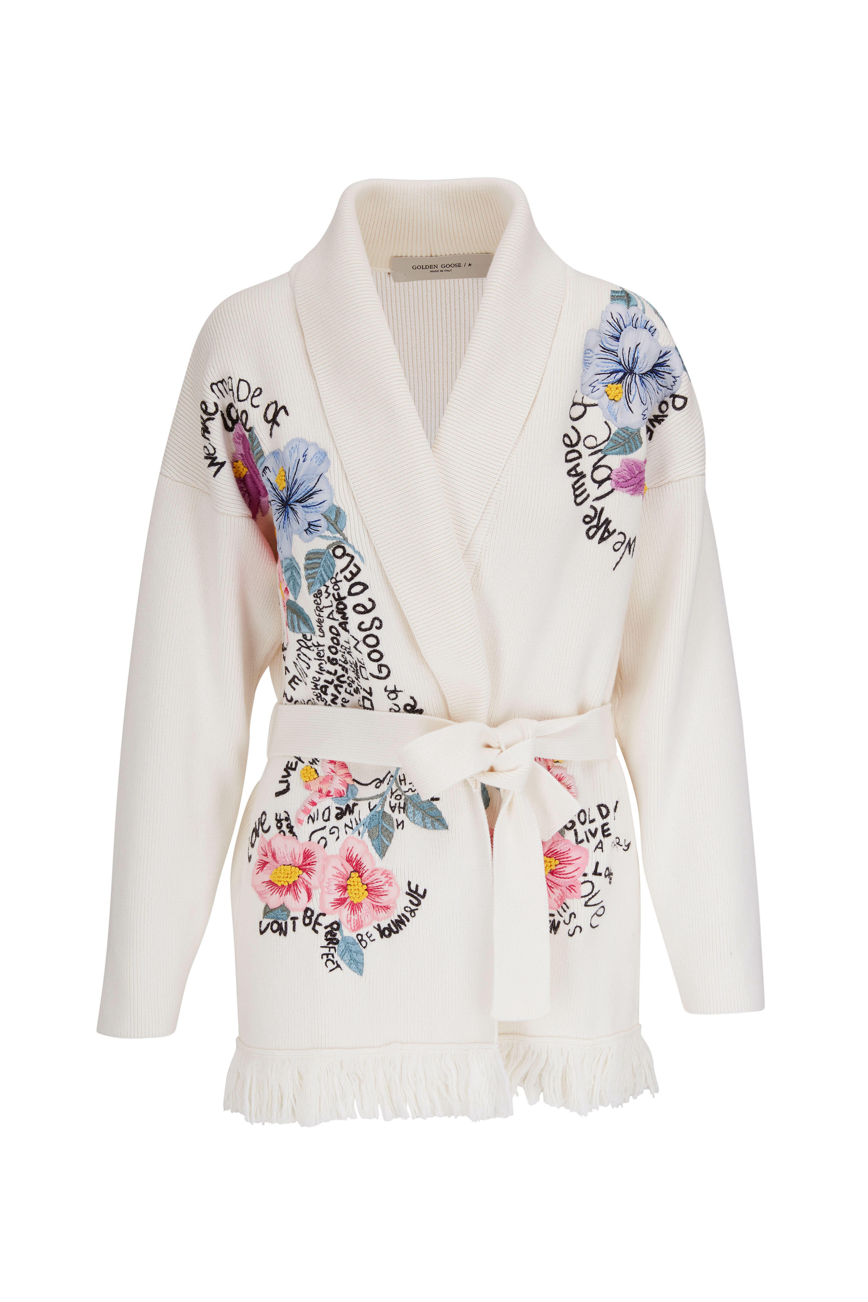 Golden Goose - Journey Natural White Belted Knit Cardigan