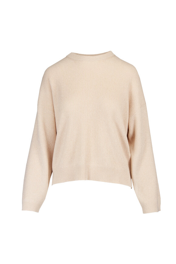 Brunello Cucinelli - White Cotton V-Neck Sweater