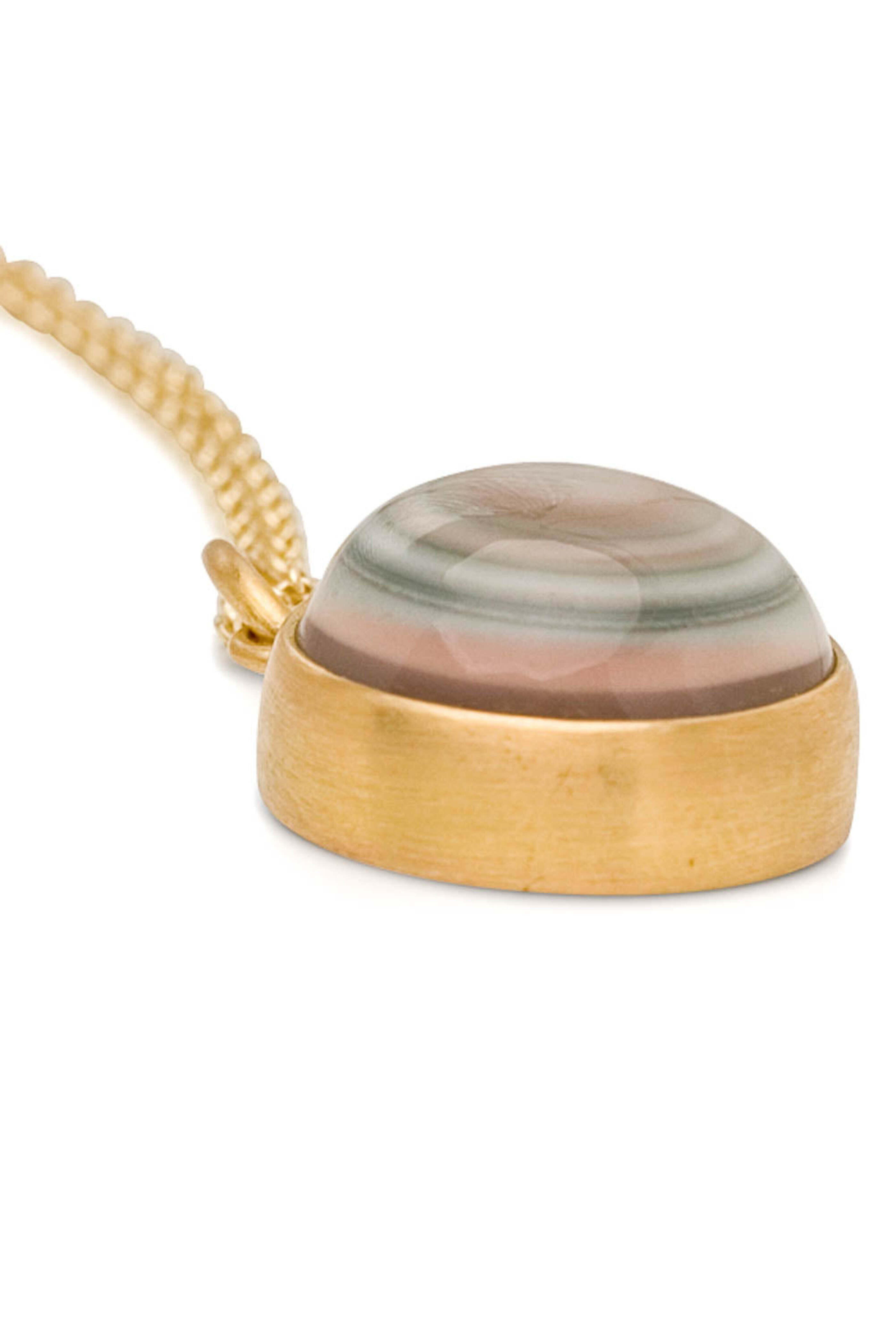 Caroline Ellen - Yellow Gold Blue Evil Eye Agate Pendant Necklace