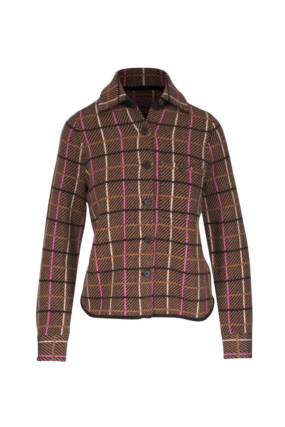 Guest in Residence Dylan Multicolor Chocolat Plaid Cashmere Cardigan