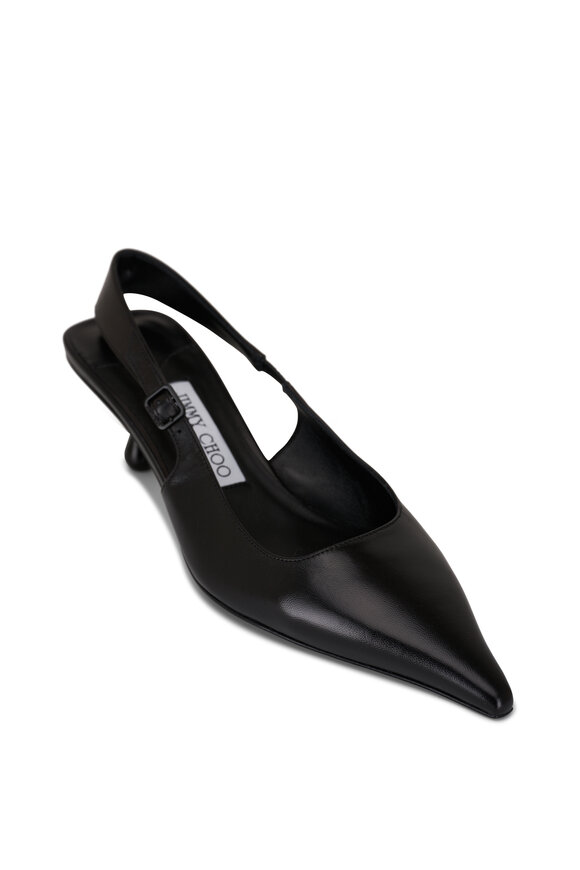 Jimmy Choo Amel Black Leather Slingback Pump, 50mm