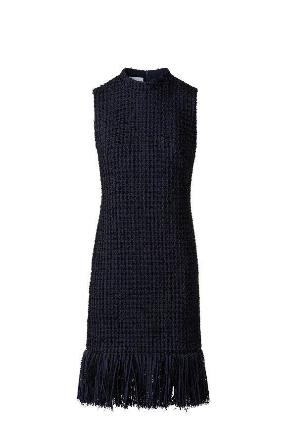 Akris Punto - Navy Blue Fringe Tweed Dress