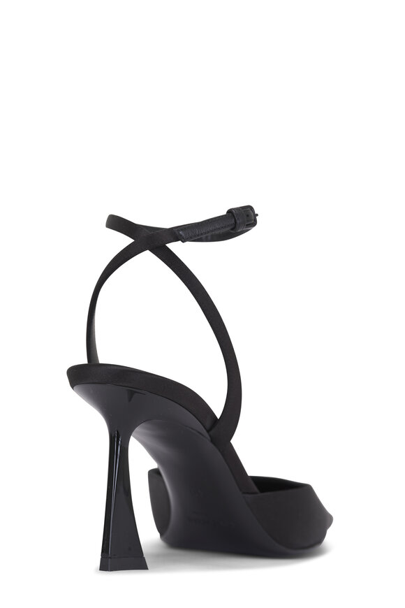 Saint Laurent Aimee Black Satin Crepe Sling Back Pump, 75mm - view 4