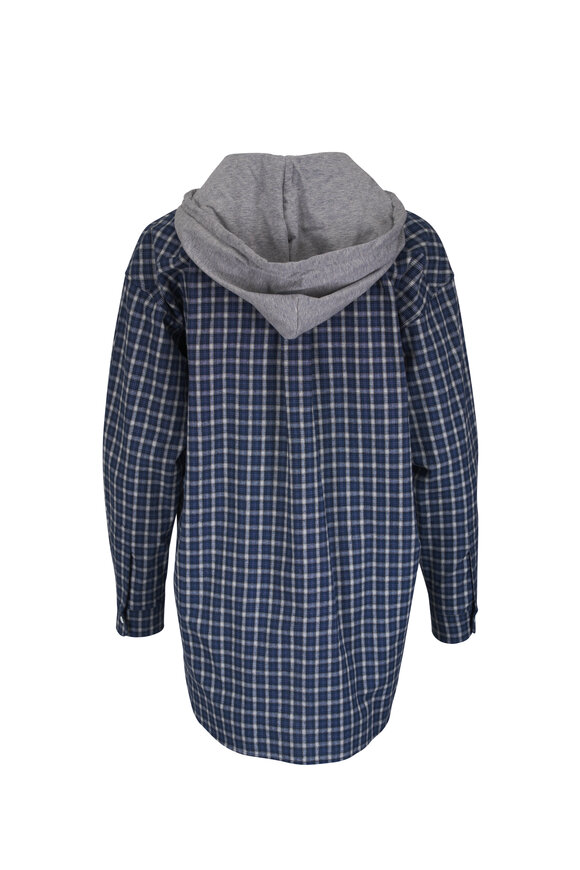 Miu Miu Navy Plaid Button Down Jacket - view 3