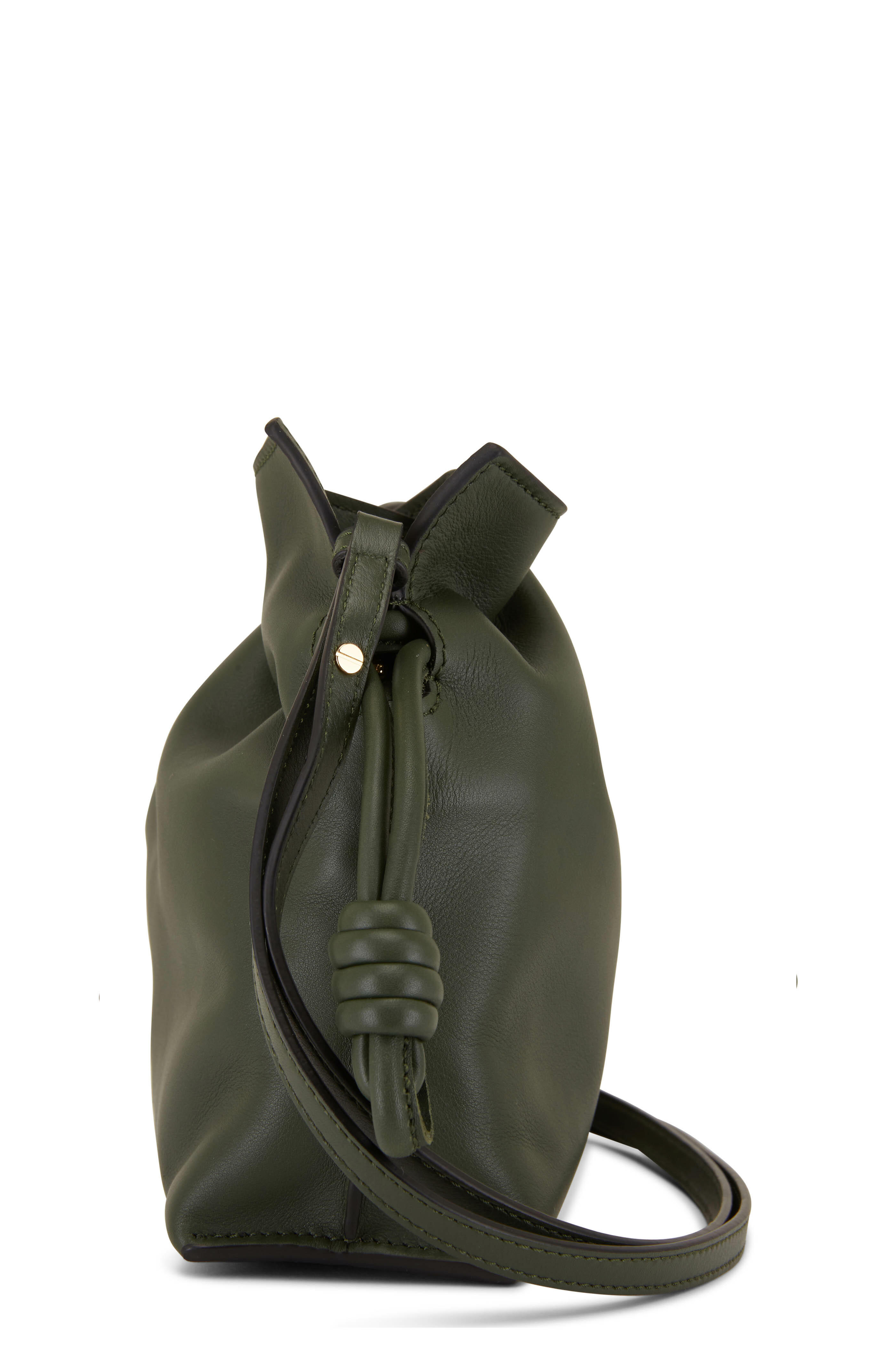◆LOEWE 最新作◆Flamenco ミニ クラッチバッグ/Khaki◆ Loewe - Flamenco Vintage Khaki Leather Mini Knot Bag