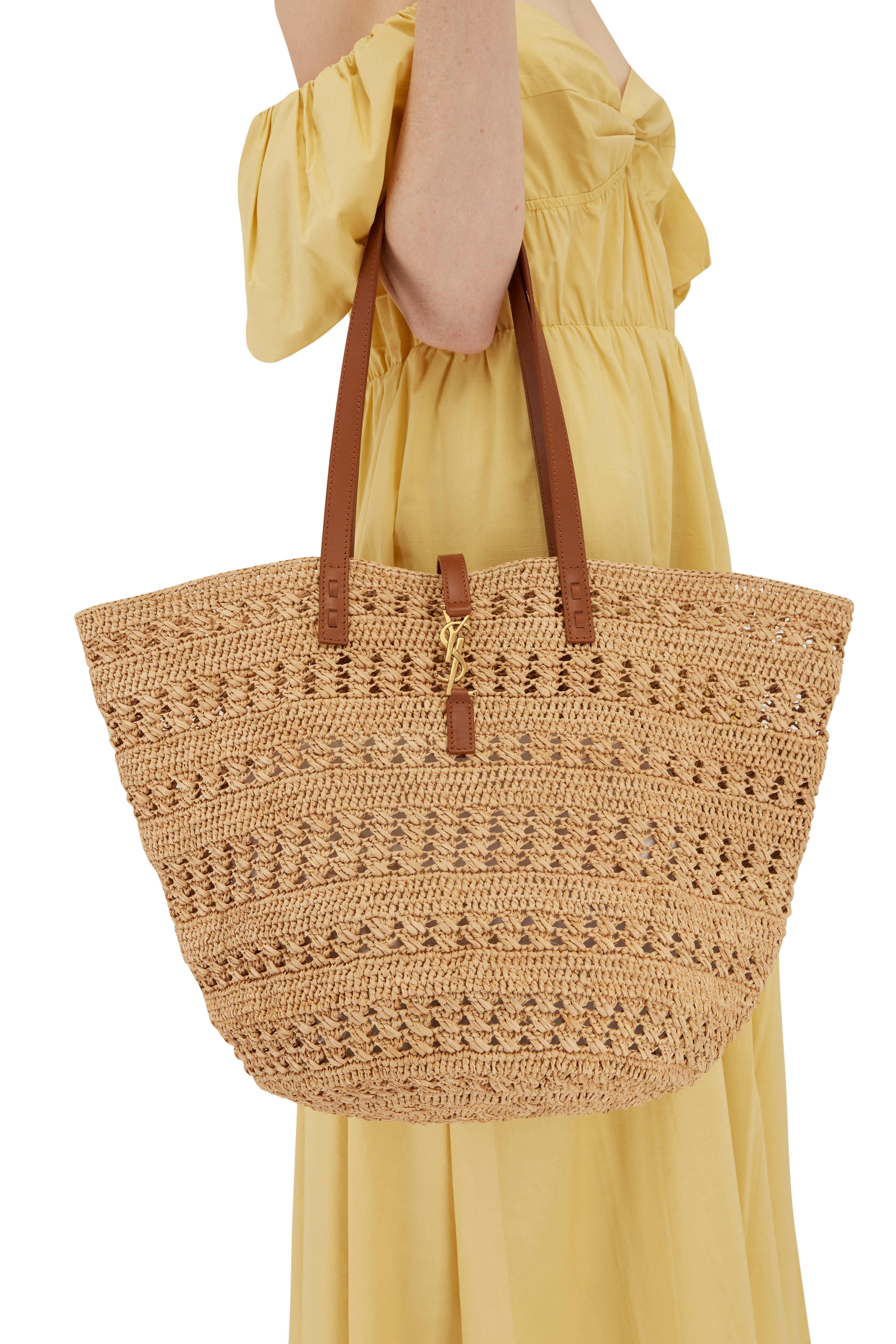 Saint Laurent Panier Raffia Tote Bag in Natural