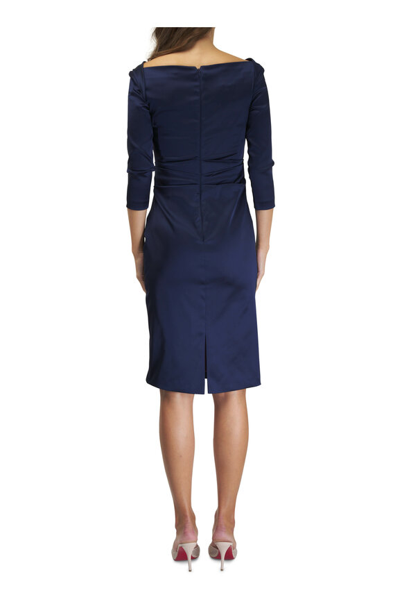 Talbot Runhof - Navy Blue Ruched Cocktail Dress