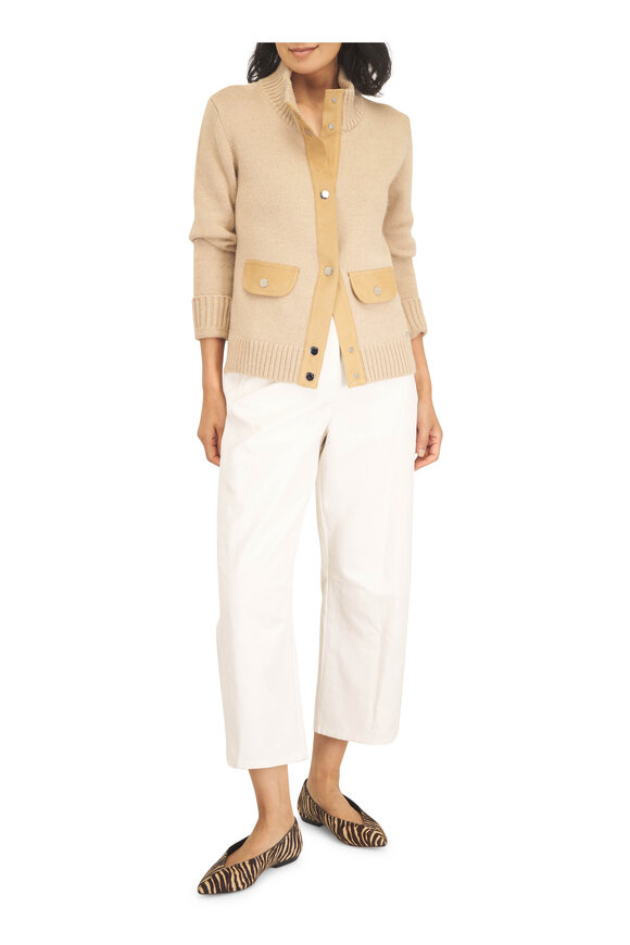 Kiton Ochre Suede Trim Bomber Sweater - view 2
