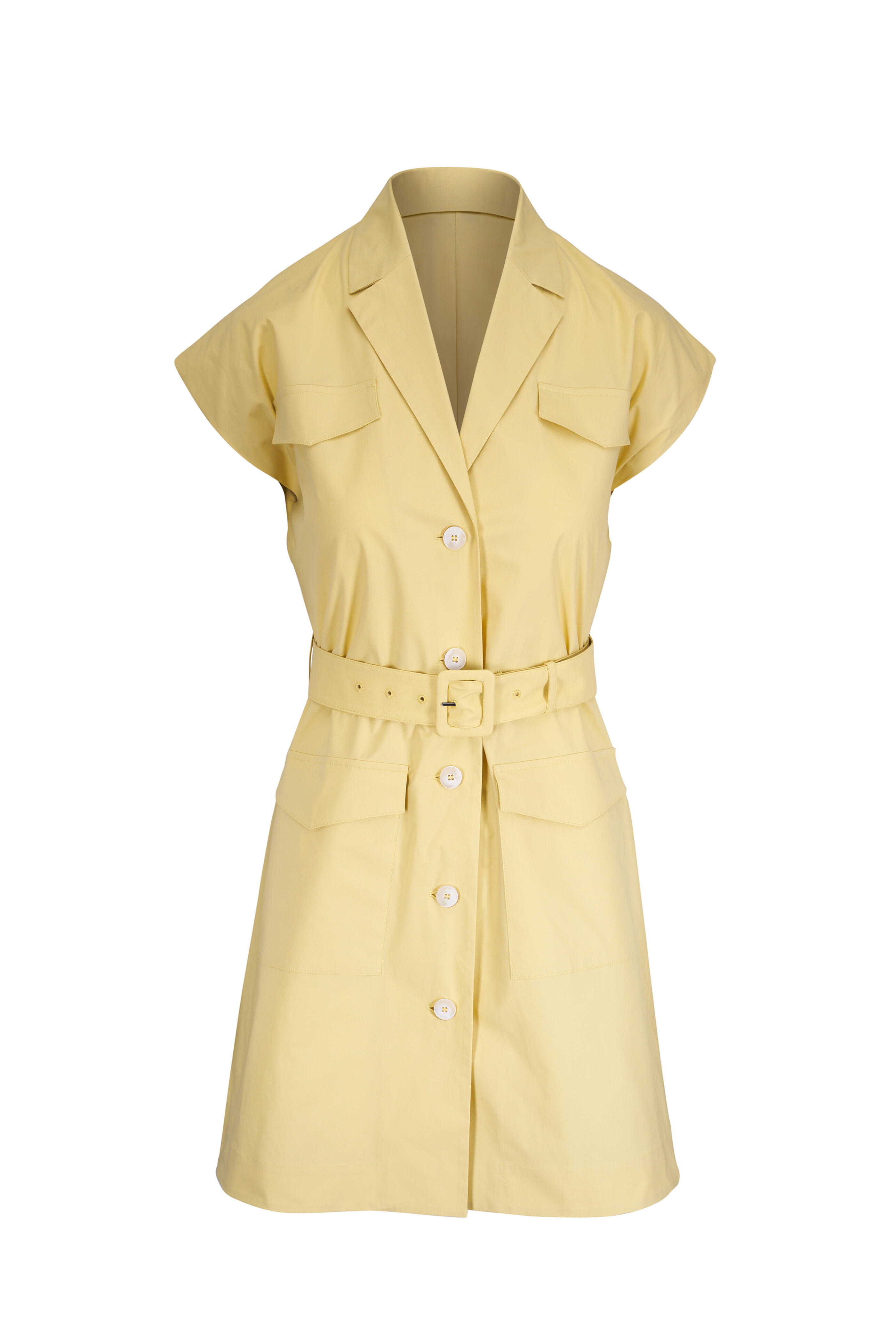 Antonelli - Kako Yellow Cap Sleeve Belted Mini Dress