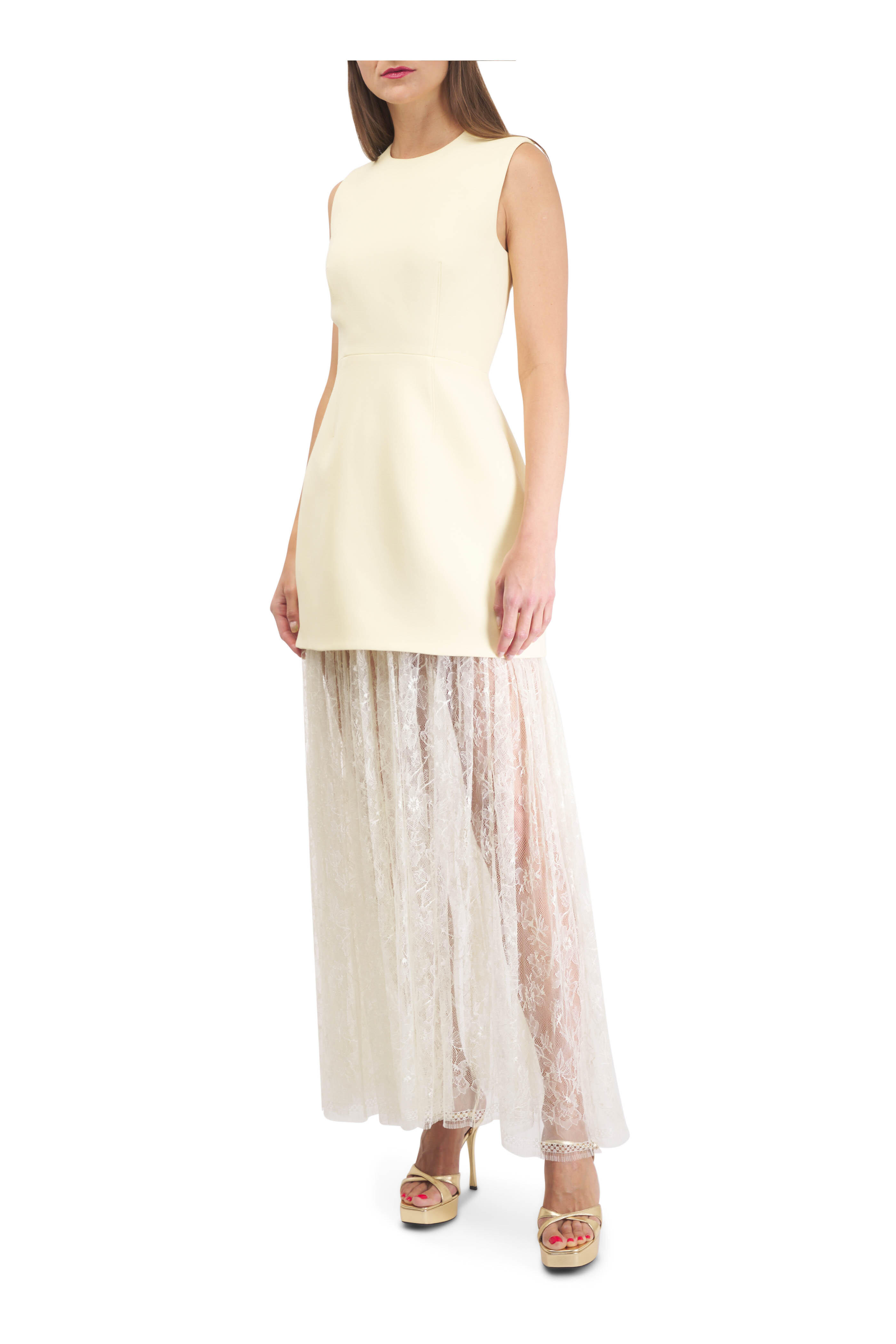 Adam Lippes - Odette Butter Yellow Wool & Silk Lace Dress