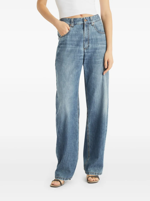 Brunello Cucinelli Super Lightweight Medium Wash Loose Fit Jean - view 7