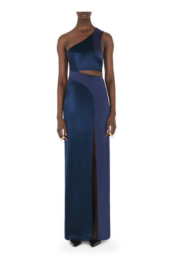 Galvan - Cosar Navy Blue One Shoulder Dress 