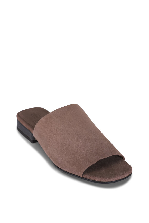 Brunello Cucinelli Beige Suede Monili Embellished Slide, 20mm