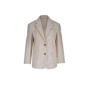 Dries Van Noten - Birdy Ecru Embroidered Stripe Blazer