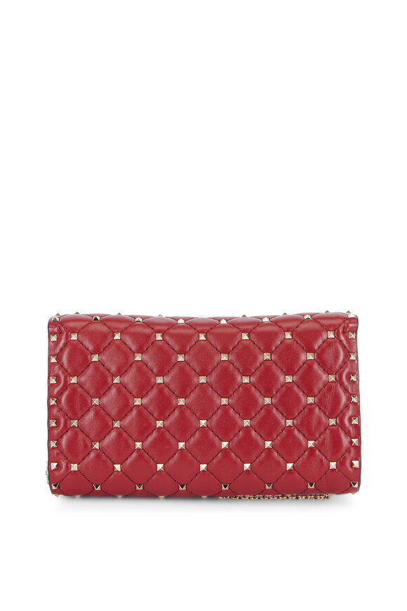 Valentino Garavani - Rockstud Red Quilted Leather Chain Crossbody 