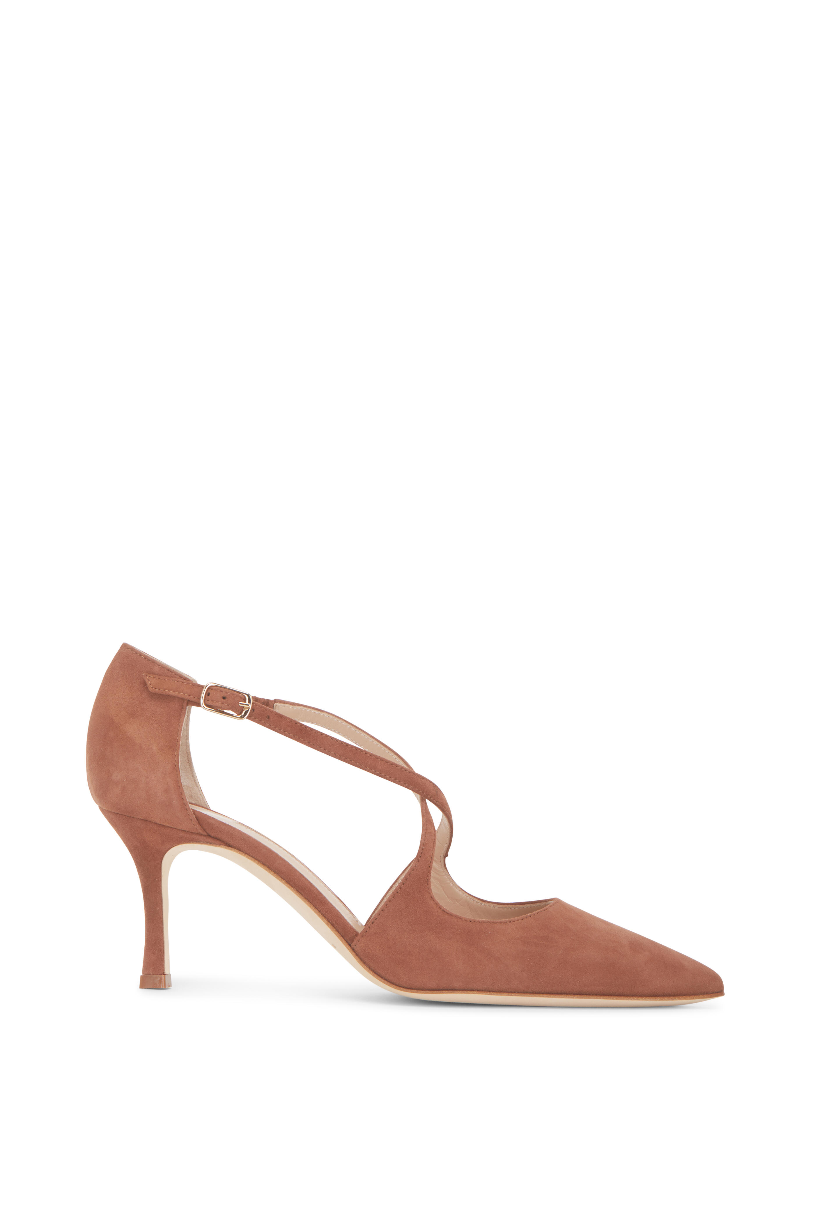 Manolo Blahnik>>70mmスエードのムンビムミュール Manolo Blahnik - メイズール 70MM バックル スエード ミュール
