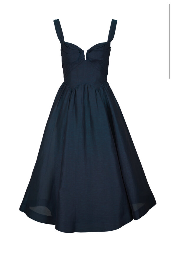 Zimmermann Rebellion Dark Teal Drape Midi Dress