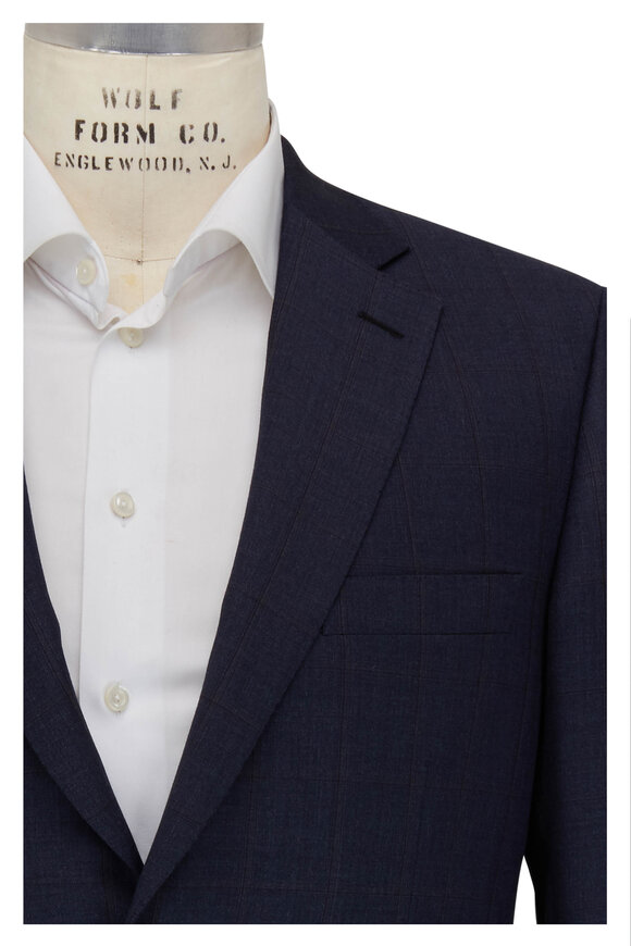Brioni - Navy & Slate Plaid Wool Suit