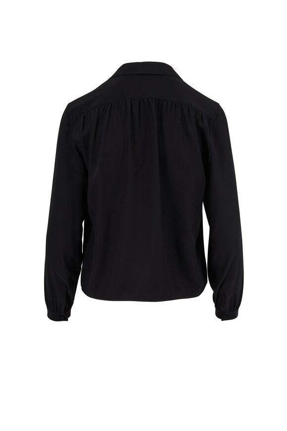 The Row - Griffin Black Crepe V-Neck Top