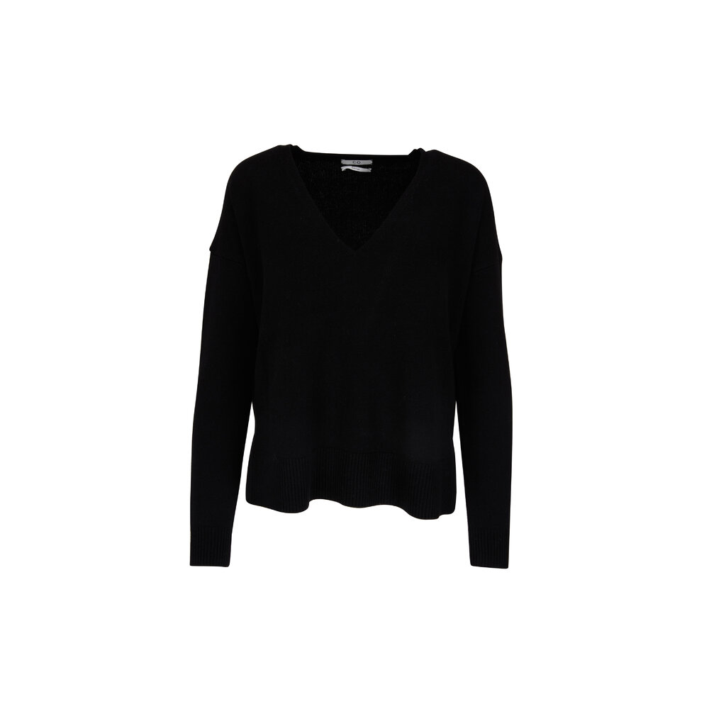 CO Collection - Black Wool & Cashmere Vented Hem Sweater
