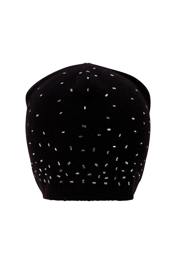 Carolyn Rowan Black Cashmere Crystal Beanie