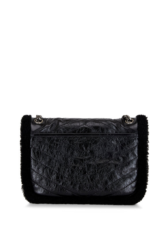 Saint Laurent - Niki Black Shearling Lined Medium Shoulder Bag