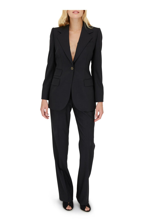 Dolce & Gabbana - Black Stretch Wool Single Button Blazer