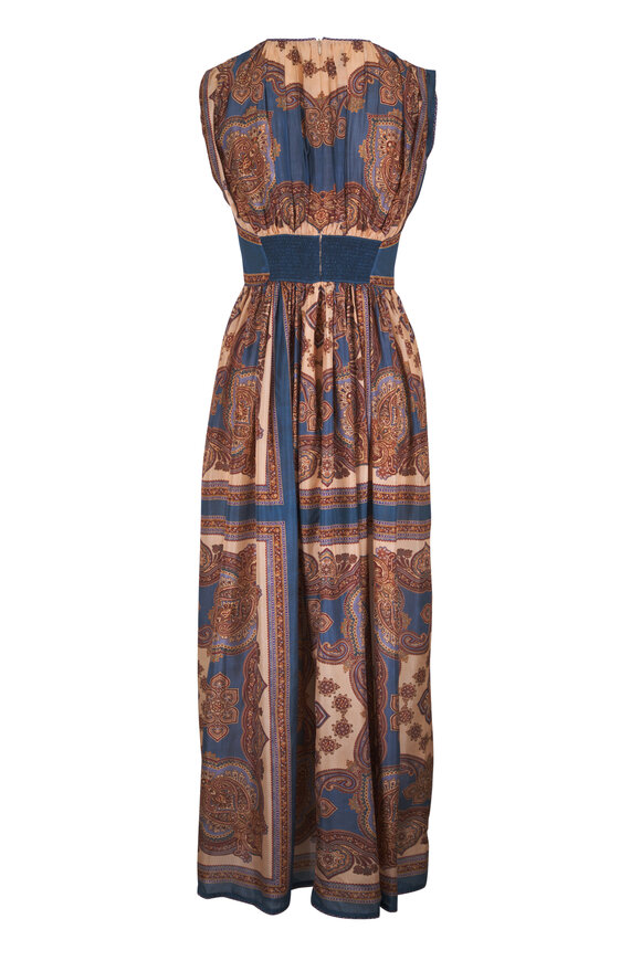 Zimmermann Mahon Dark Blue Paisley Waisted Maxi Dress - view 3